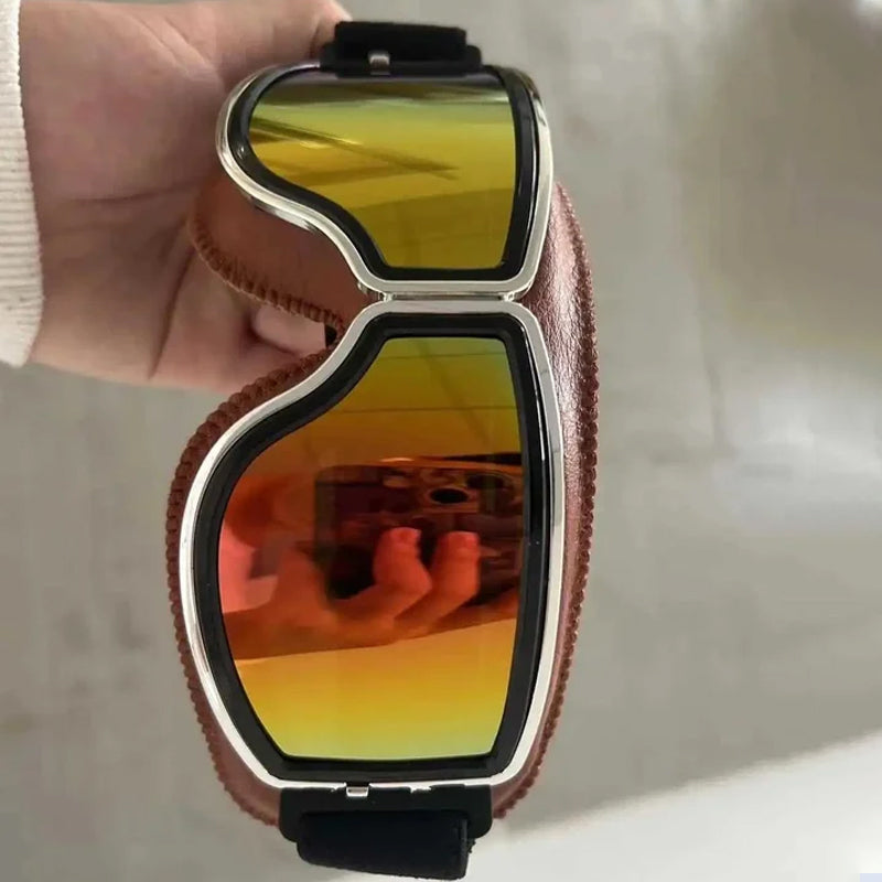 Retro Leather-Padded Motorcycle Goggles for Vintage Riding