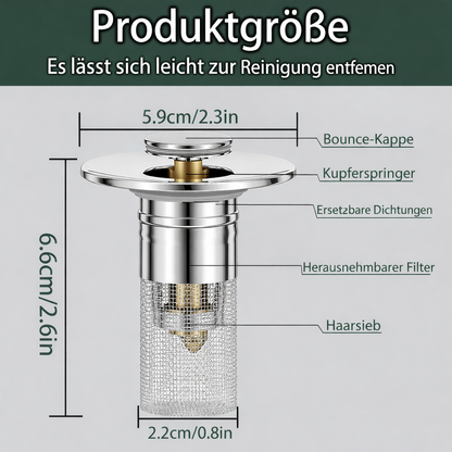 Sink Drain Plug | Stainless Steel Blockage-Resistant Filter | FilterPro