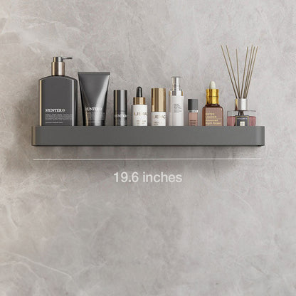 Adhesive Shower Caddy Organizer Gray Aluminum Wall Mount Storage Rack with Towel Bar 12 Inch Floating Shelf for Bathroom Toiletries Soap Sha