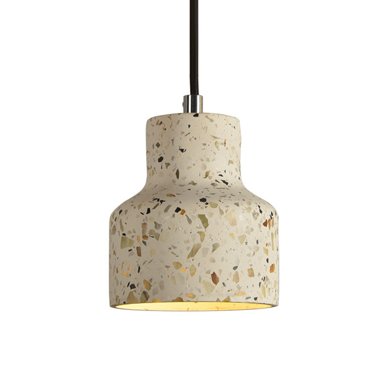 Terrazzo Cement Pendant Light with Adjustable Cord, Single Bulb Fixture for Kitchen Island, Entryway & Dining Room, Modern Industrial