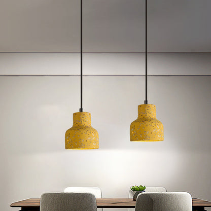 Terrazzo Cement Pendant Light with Adjustable Cord, Single Bulb Fixture for Kitchen Island, Entryway & Dining Room, Modern Industrial