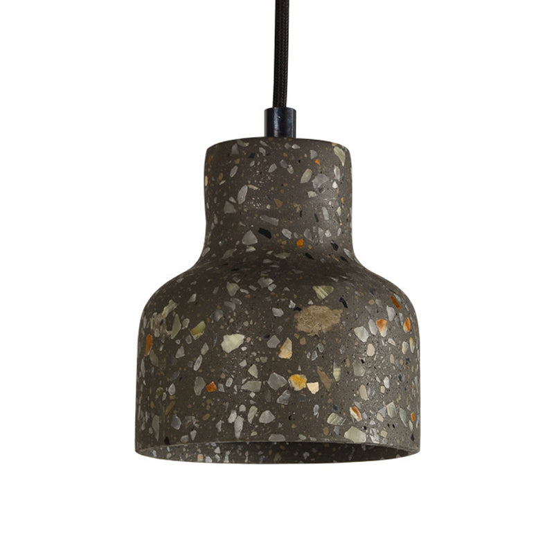Terrazzo Cement Pendant Light with Adjustable Cord, Single Bulb Fixture for Kitchen Island, Entryway & Dining Room, Modern Industrial