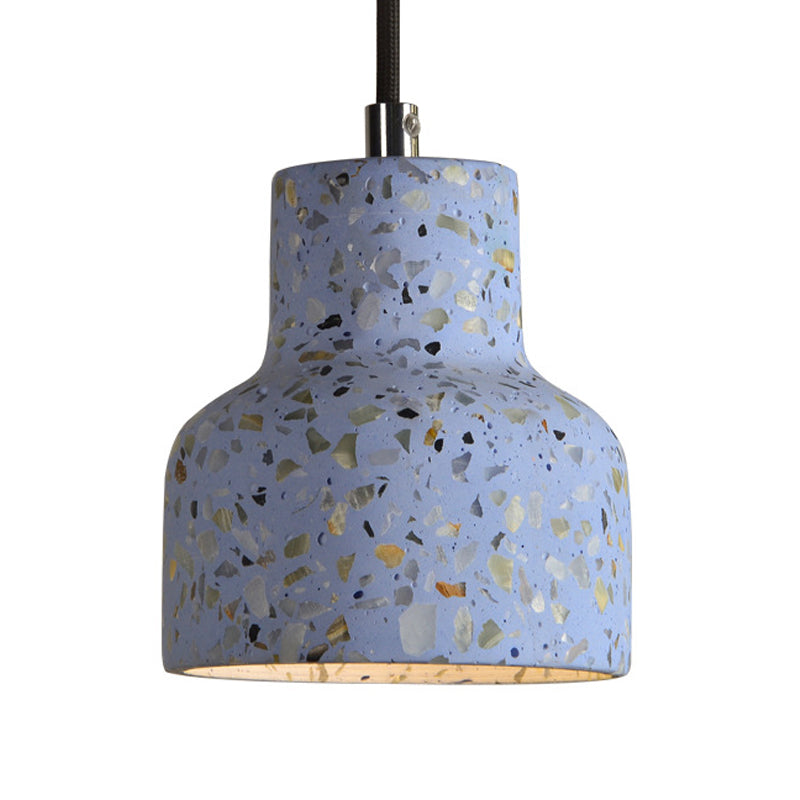 Terrazzo Cement Pendant Light with Adjustable Cord, Single Bulb Fixture for Kitchen Island, Entryway & Dining Room, Modern Industrial