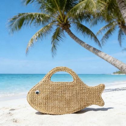 SEAFLARE – Fish Shape Raffia Clutch Bag