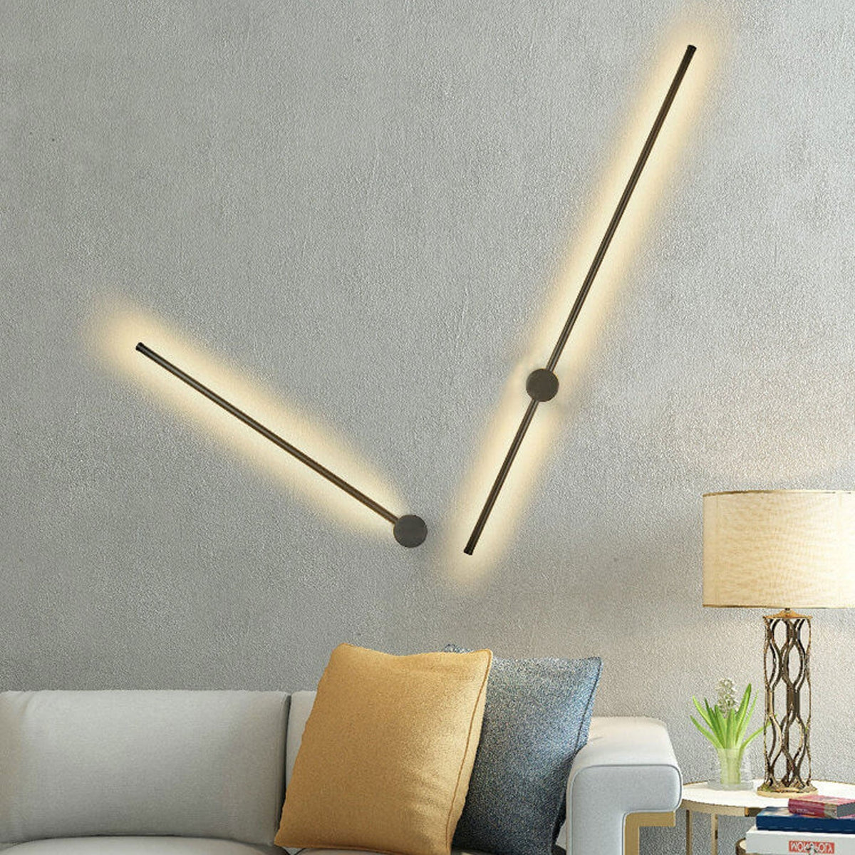 Hardwired LED Sconce Black Aluminum 24 in Contemporary Hallway Bedroom Office Reading Light 600 Lumens Warm White Neutral Dimmable Modern Fi