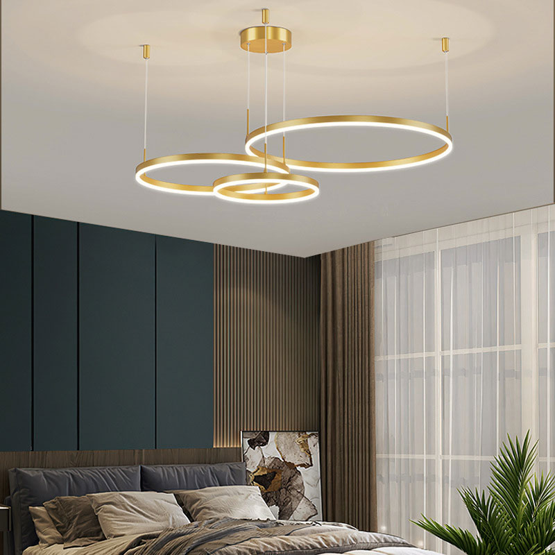 Tiered Ring Pendant Light Modern Metal Circular Chandelier for Dining Room Living Room Bedroom Kitchen Island Adjustable Height LED