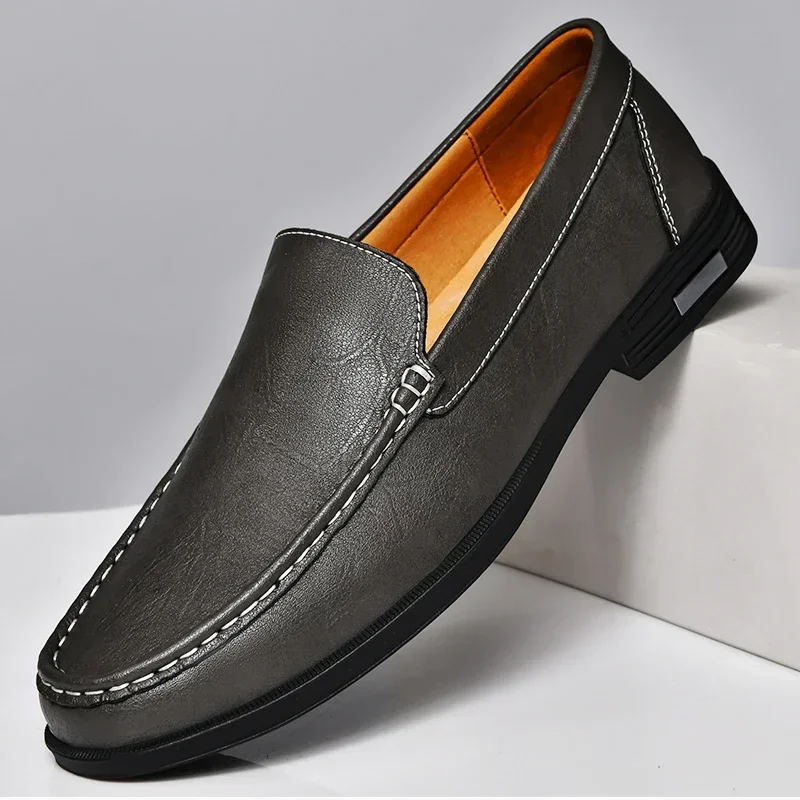 Genuine Leather Loafers Men's Dress Slip-On Shoes Handcrafted Italian Style for Business Casual Office Formal Work