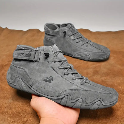 Men's Waterproof High-Top Sneakers with Elastic Slip-On Design - Durable Rubber Sole Boots for Street Style & All-Weather Wear