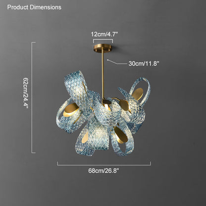 19-Light Glass Ceiling Fixture with Peacock Art Design for Dining Rooms & Large Spaces