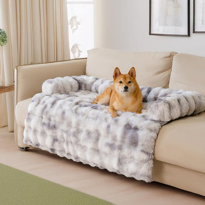 Ultra-Plush Pet Couch Cover & Cushion Mat for Dogs and Cats - Washable Non-Slip Furniture Protector Throw Blanket with Deep Pile Faux Fur