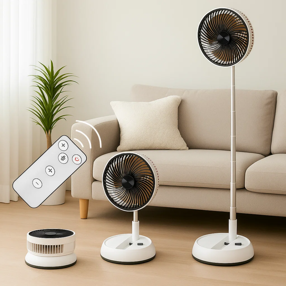 BreezeFold | Oscillating Fan with Remote Control & Adjustable Speed | Lightweight Design for Home & Outdoor Use