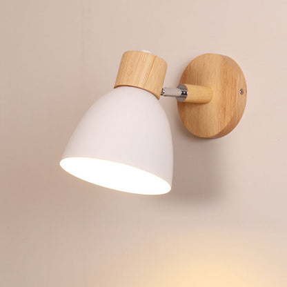 Hardwired Wall Sconce with Iron & Wood Accents – Compact Bedside Reading Fixture, E26 Socket, 40W Max – Modern Lighting for Bedroom, Study &