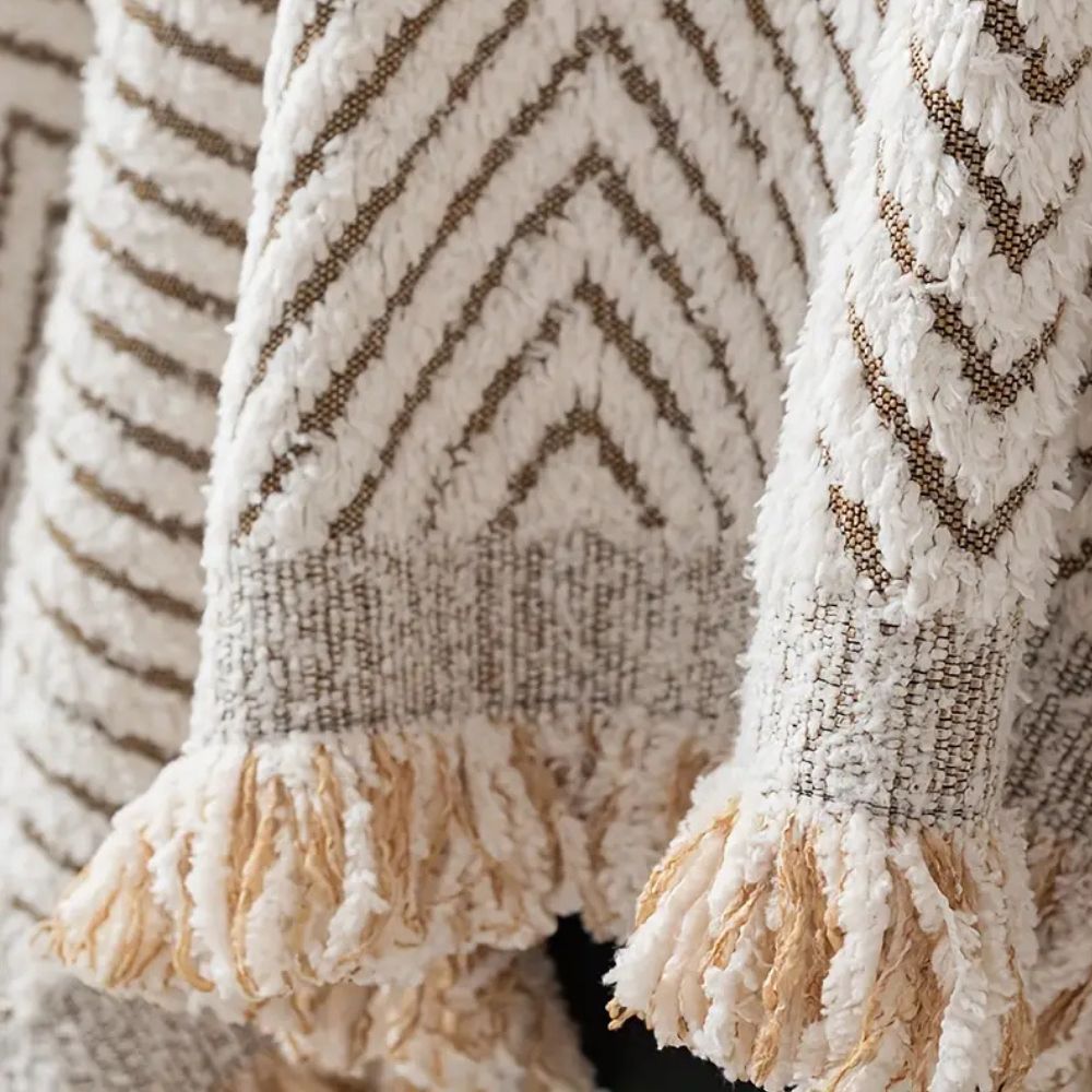 Textured Herringbone Couch Throw Blanket – Water-Resistant Furniture Protector with Non-Slip Backing for Sofa Pets Kids
