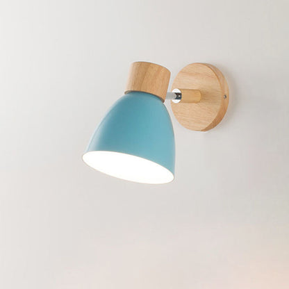 Hardwired Wall Sconce with Iron & Wood Accents – Compact Bedside Reading Fixture, E26 Socket, 40W Max – Modern Lighting for Bedroom, Study &