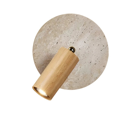 Rotatable Travertine Stone Sconce 7 Inch Adjustable Bedside Reading Light Warm LED Wall Mount Task Lighting Fixture for Bedroom Living Room