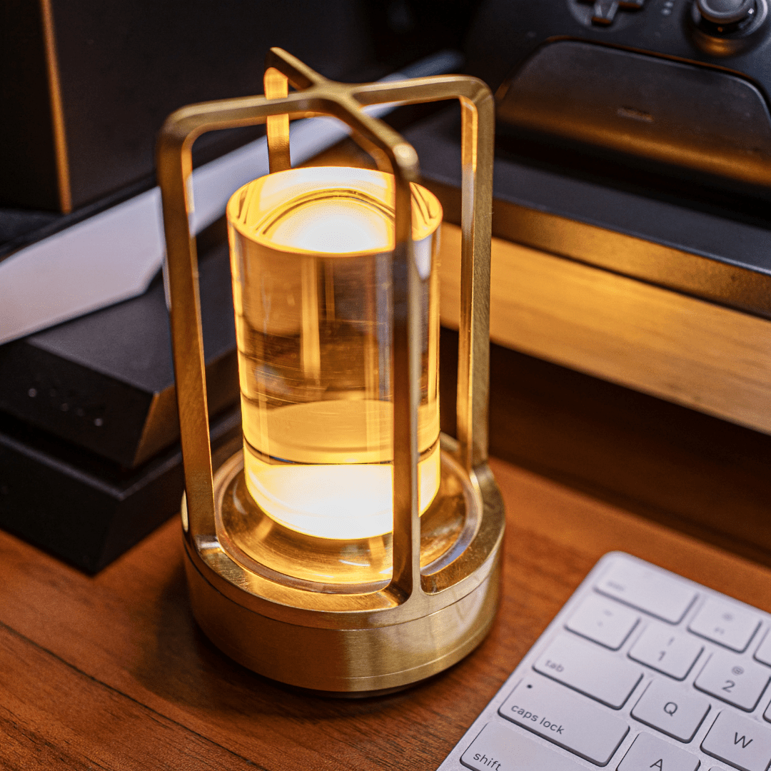 Rechargeable Crystal LED Lantern with Touch Dimmer & USB Port – Gold Silver Black Cordless Accent Lamp for Bedroom Nightstand Dining Table