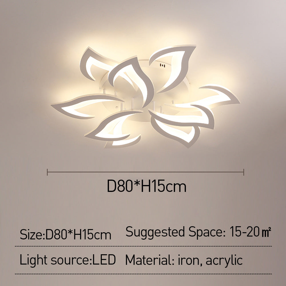 Flush Mount LED Fixture Metal Acrylic Black Layered Floral Pattern for Bedroom Living Room Hallway Contemporary Home Decor Overhead Light