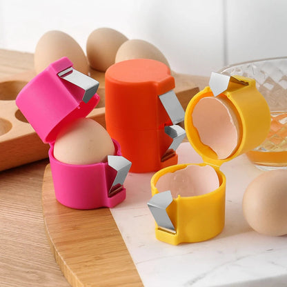 Handheld Kitchen Egg Cracker Tool with Built-In Separator & Stainless Steel Clip for Clean Home Cooking, Baking, Breakfast Prep