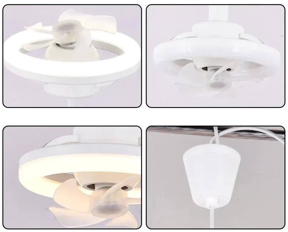 E27 Ceiling Fan Light with Remote, Adjustable Airflow & LED Dimming, 360° Rotation for Living Room, Bedroom