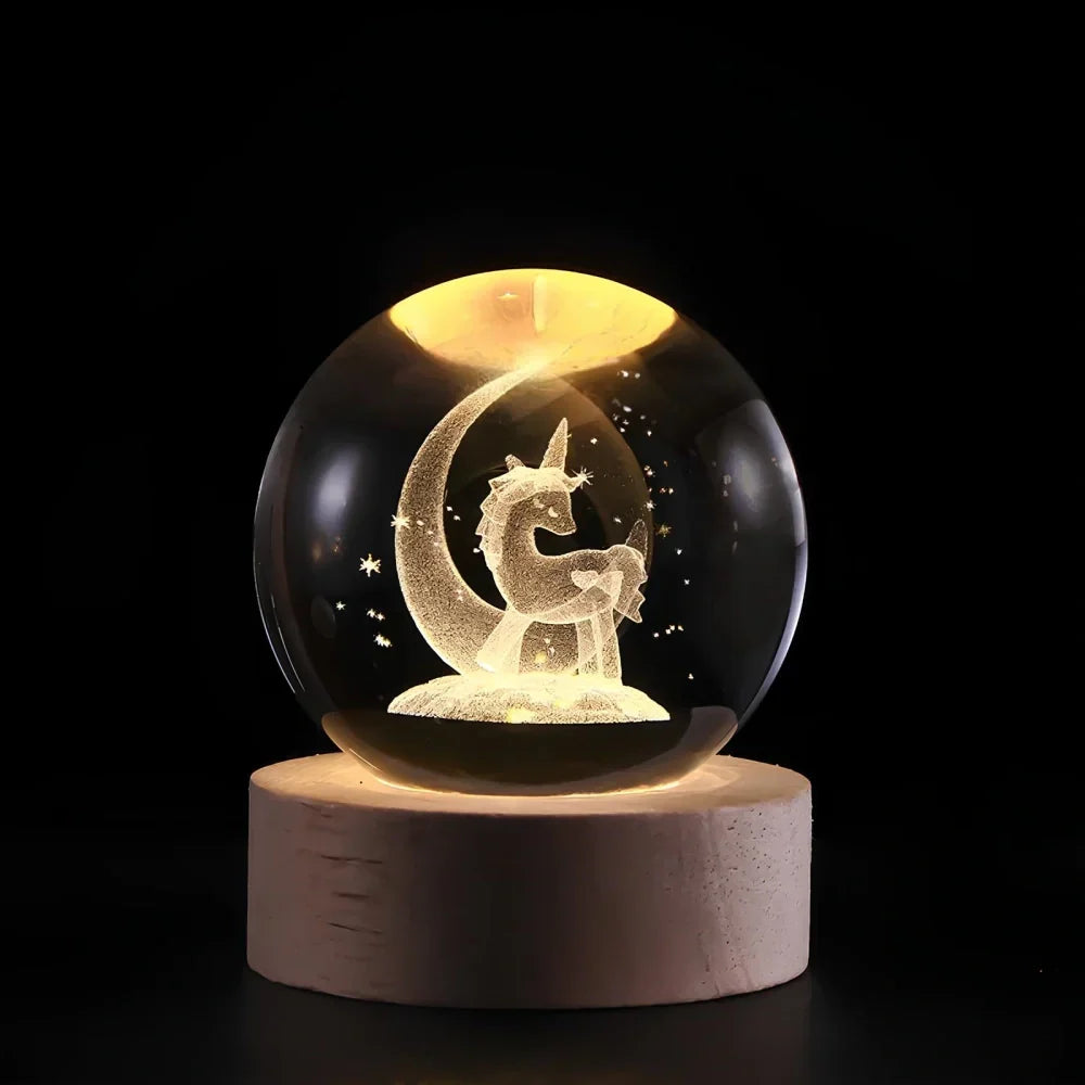 Cosmic Crystal Ball Night Light with LED Color Display | 25 Space Designs | USB Powered Galaxy Sphere Lamp for Bedroom, Living Room & Gift