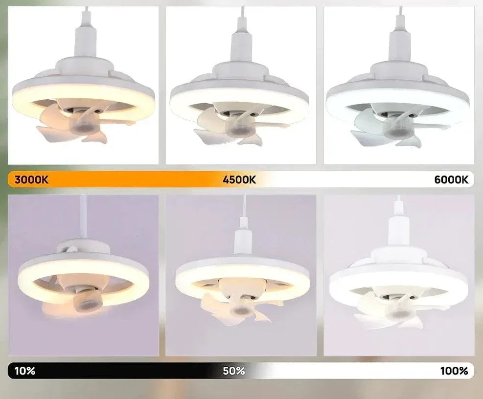 E27 Ceiling Fan Light with Remote, Adjustable Airflow & LED Dimming, 360° Rotation for Living Room, Bedroom