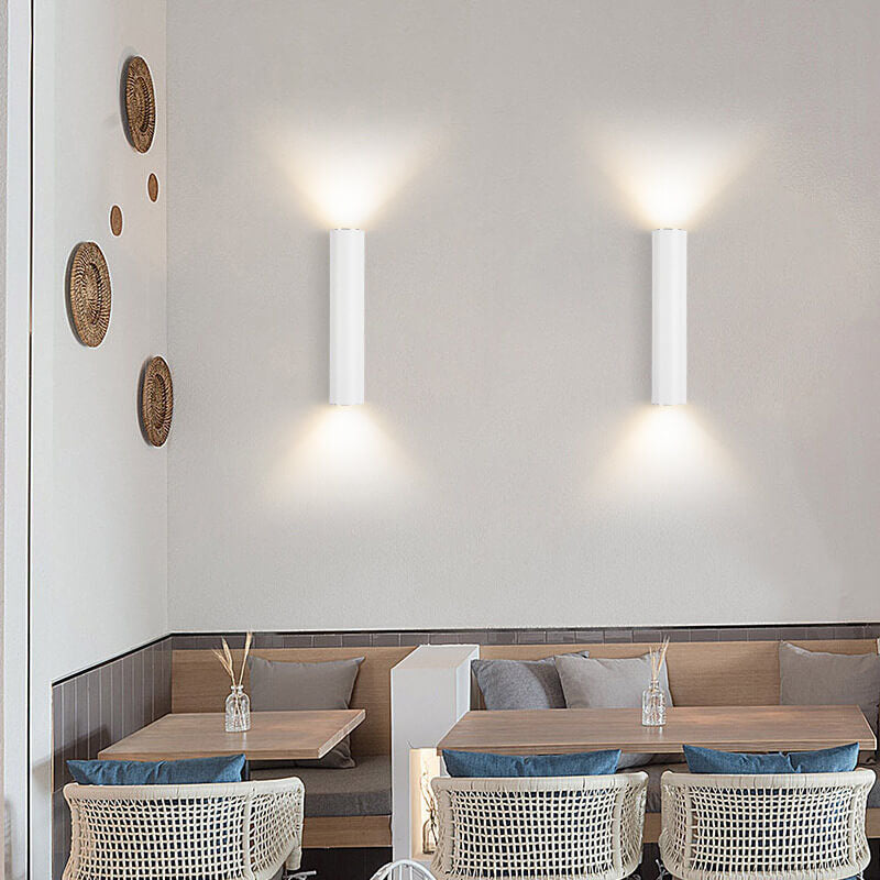 Up-Down LED Wall Light Fixture in Gold, Black or White Aluminum for Hallway, Bedroom & Living Room