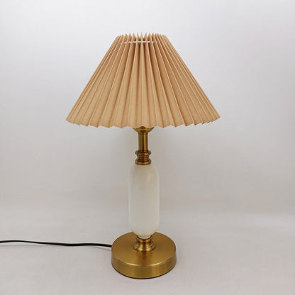 Accent Lamp with Folded Cloth Shade 11 in × 18 in Gold Base E12 Socket for Nightstand Office Den Mid-Century Style Portable Lighting