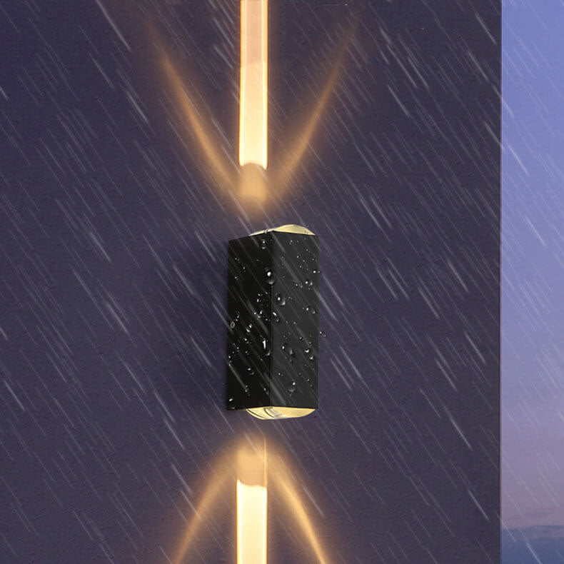 Outdoor LED Sconce Rectangular Aluminum Hardwired 7 in Black for Patio Fence Entryway Modern Exterior Fixture 10W 12W Integrated Bulb Weathe