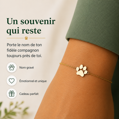 Custom Paw Print Bracelet with Engraving – Adjustable Stainless Steel Pet Memorial Jewelry for Dog & Cat Lovers – Gold, Silver & Rose Gold