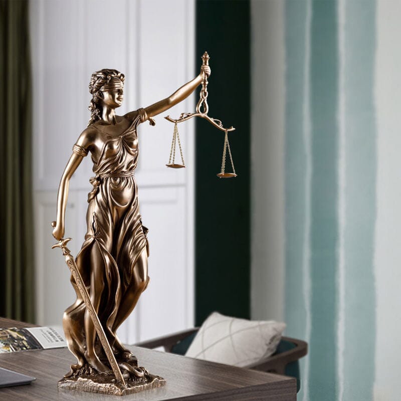 Resin Lady Justice Figure 12-Inch Bronze-Look Statue for Office Desk Library Study Law Firm Decor Legal Symbol Figurine Bookshelf Ornament