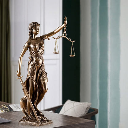 Resin Lady Justice Figure 12-Inch Bronze-Look Statue for Office Desk Library Study Law Firm Decor Legal Symbol Figurine Bookshelf Ornament
