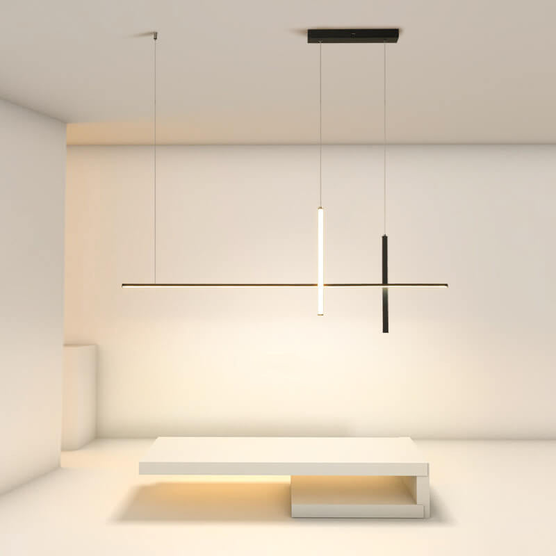 Sleek Rectangular LED Pendant Light with Integrated Lighting for Dining Room & Kitchen