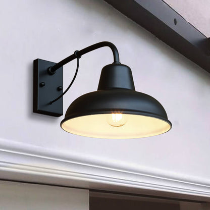 Industrial Iron Outdoor Wall Light – Weather-Resistant Single-Bulb Fixture for Patio, Porch & Garden – E26 Hardwired Sconce