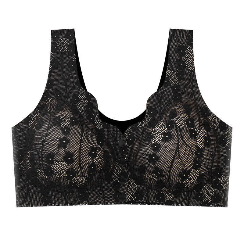 Front-Closure Wireless Comfort Bra with Lace Breathable Support | Lift & Shape Full-Coverage Bralette for Everyday Wear