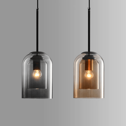 Glass Pendant Light Fixture Gray or Amber for Bedroom Dining Room Kitchen Island Modern Ceiling Lighting