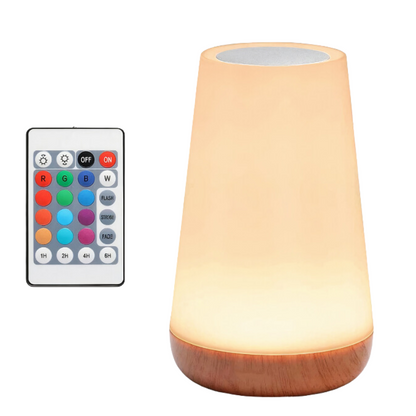 Touch-Control Color-Changing Table Lamp with Remote – 13 RGB Colors, 5 Brightness Levels, Cordless Rechargeable Ambient Nightstand Light