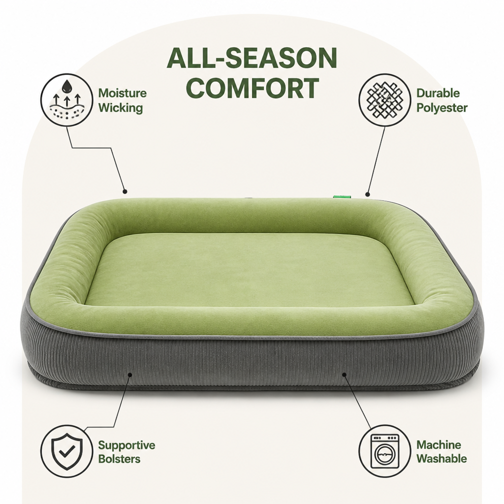 Ortekor All-Season Moisture-Wicking Polyester Dog Bed