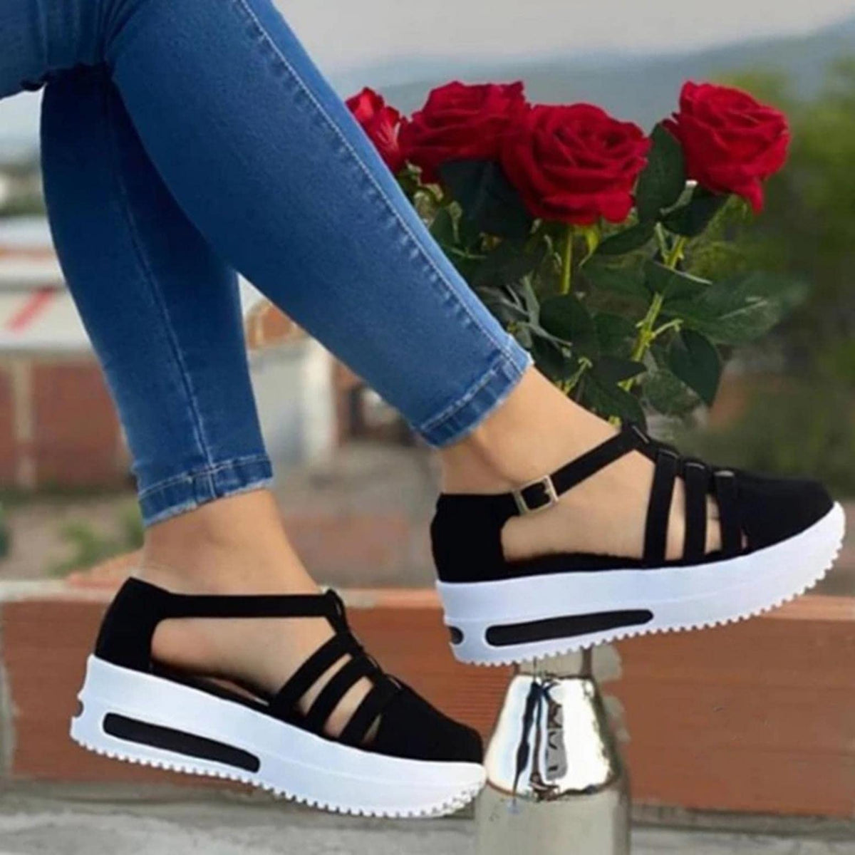 Women's Platform Sandals with Memory Foam Arch Support for All-Day Comfort