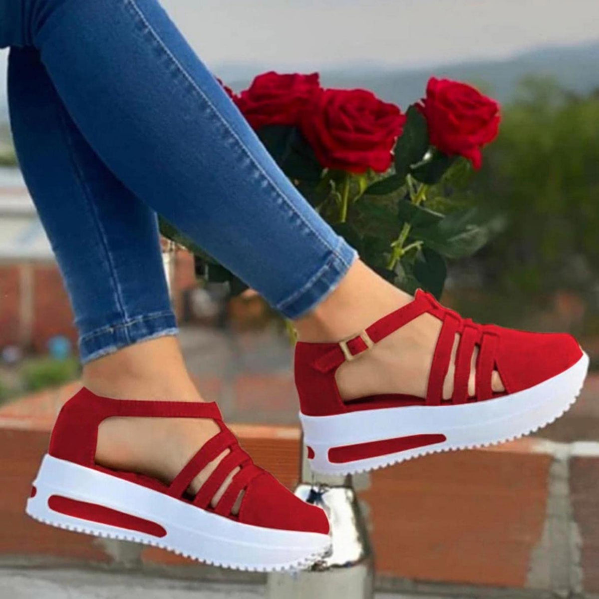 Women's Platform Sandals with Memory Foam Arch Support for All-Day Comfort