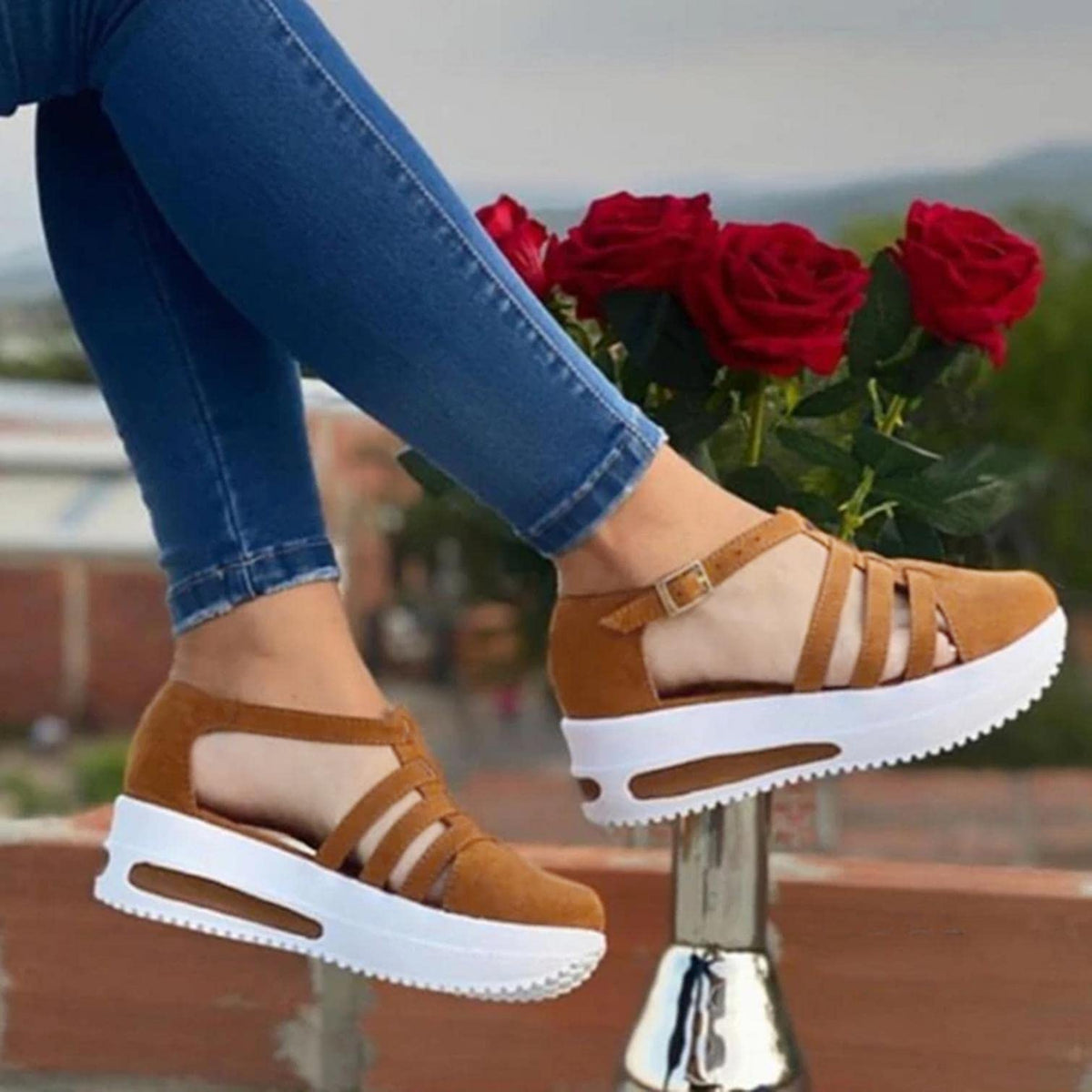 Women's Platform Sandals with Memory Foam Arch Support for All-Day Comfort