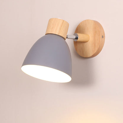 Hardwired Wall Sconce with Iron & Wood Accents – Compact Bedside Reading Fixture, E26 Socket, 40W Max – Modern Lighting for Bedroom, Study &