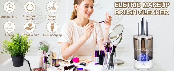 Ortekor Electric Makeup Brush Cleaner with Sonic Vibration | Deep Cleaning for Flawless Skin