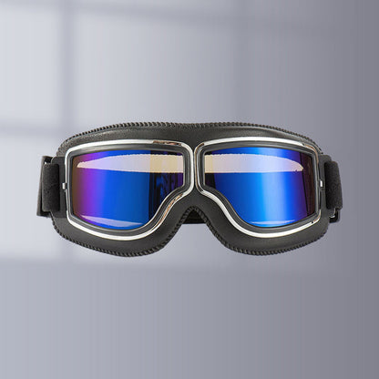 Retro Motorcycle Goggles with Adjustable Strap, UV Protection & Impact-Resistant Polycarbonate Lens for Riding, Cycling & Outdoor Use