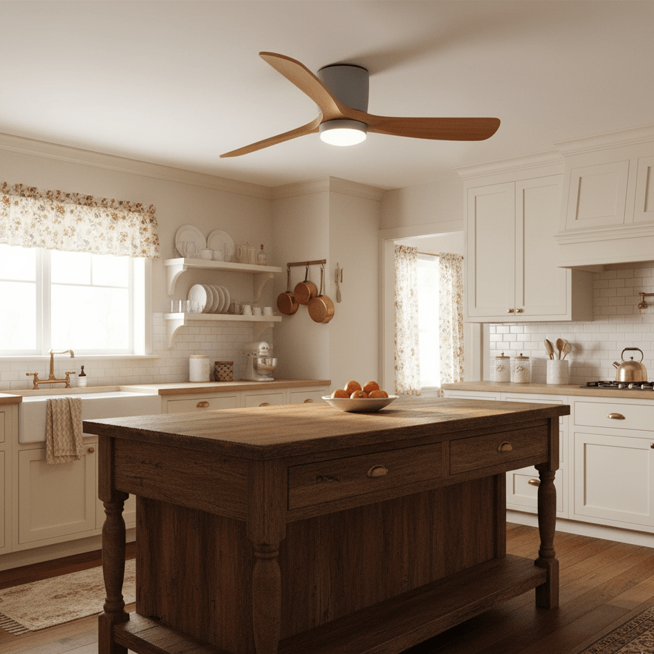 Wood Blade Ceiling Fan with Integrated LED Light and Remote Control for Bedroom Living Room Quiet DC Motor Airflow Year-Round Comfort Scandi