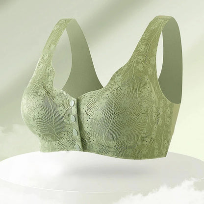 Front-Closure Wireless Comfort Bra with Lace Breathable Support | Lift & Shape Full-Coverage Bralette for Everyday Wear