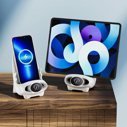 Wireless Phone Charging Stand 15W Qi Fast Charger Desktop Holder with Sound Amplifier for iPhone Android Horizontal Vertical Mount