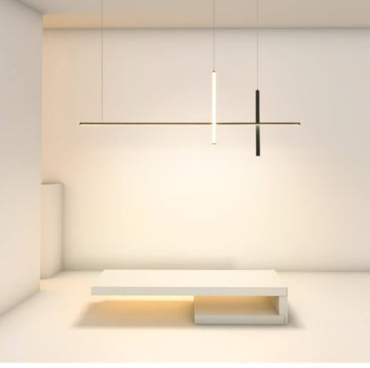 Sleek Rectangular LED Pendant Light with Integrated Lighting for Dining Room & Kitchen