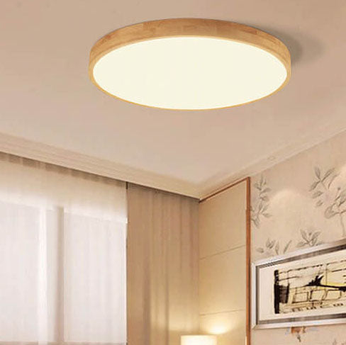 Round Wood Overhead Light Fixture with Adjustable Temperature Settings 12-24 Inch Low Profile for Bedroom Living Room Kitchen Dining Area Co