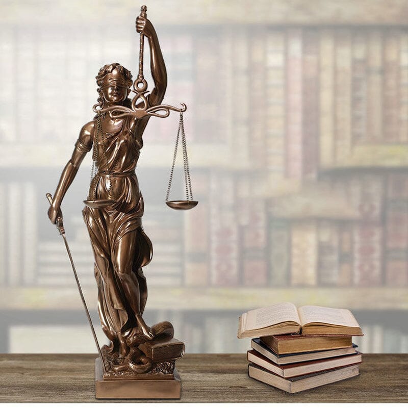 Resin Lady Justice Figure 12-Inch Bronze-Look Statue for Office Desk Library Study Law Firm Decor Legal Symbol Figurine Bookshelf Ornament
