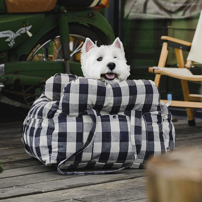 Dog Car Seat Booster Bed for Large Pets – Portable Travel Carrier with Shoulder Strap, Washable Cotton Cushion for SUV Truck Sedan – Safe
